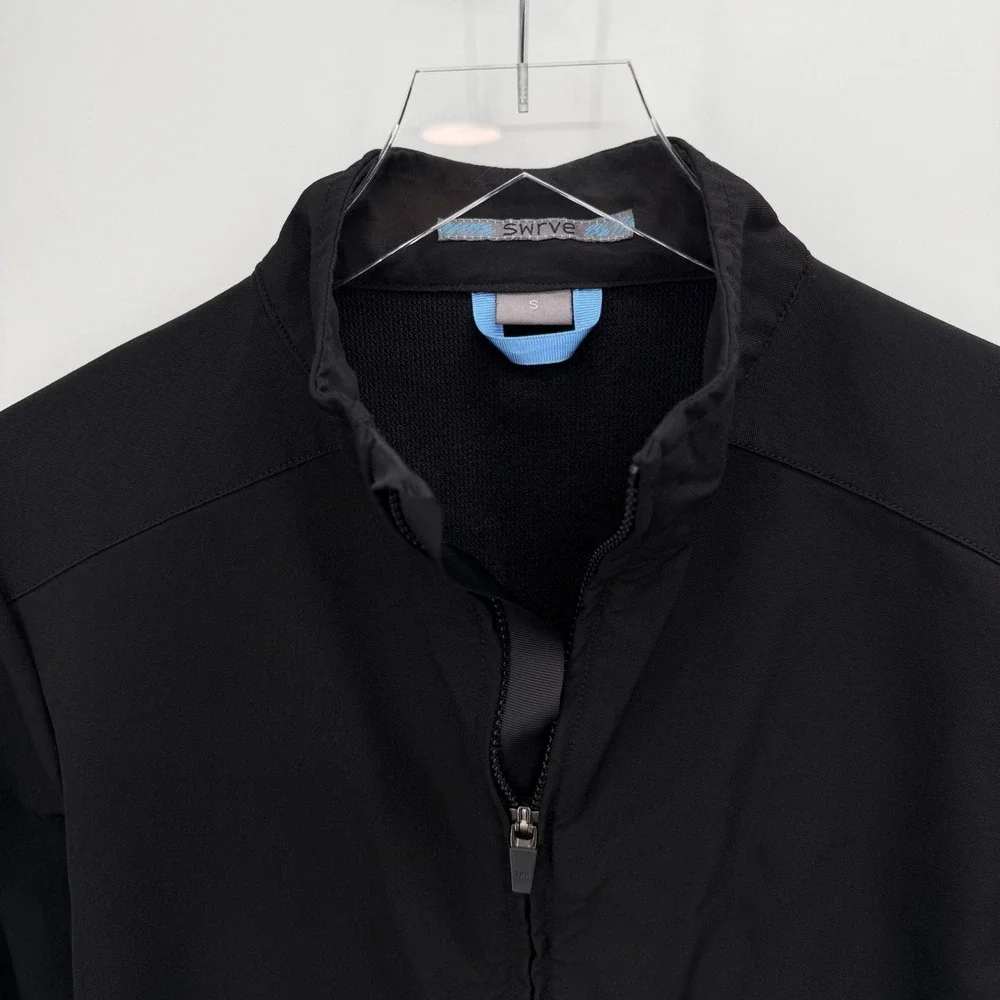 Swrve Cycling Track Jacket Mens S Midweight Black Softshell 4-Way Stretch Zip Up